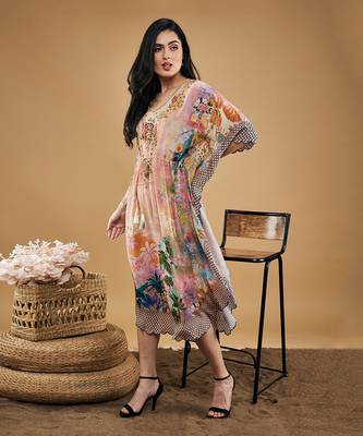 Multicolor tropical twilight embellished kaftan dress 4