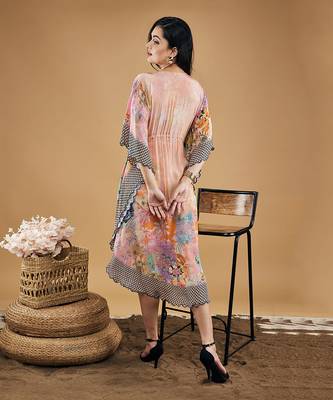 Multicolor tropical twilight embellished kaftan dress 5