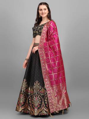 Black color Jacquard Woven Lehenga Choli 2