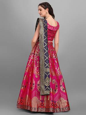 Rani Pink color Jacquard Woven Lehenga Choli 4