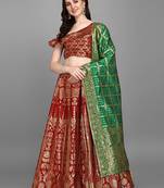 Red Jacquard Woven Wedding Lehenga Choli