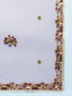 Rose Gold Coloured Sequinned  Embroidered Semi-Stitched Lehenga & Unstitched Blouse 5