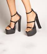 Black block platform heels