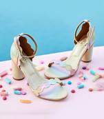 Pastel rainbow bubblegum  block heels