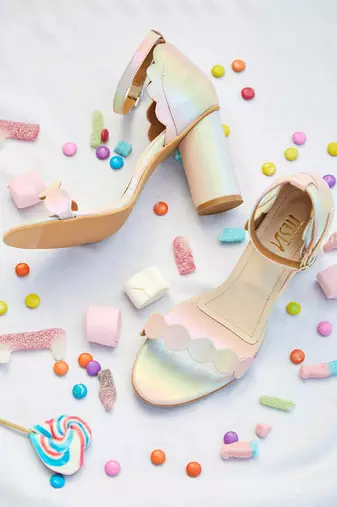 Pastel rainbow bubblegum  block heels
