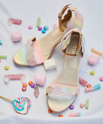 Pastel rainbow bubblegum  block heels 3