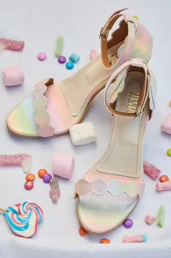 Pastel rainbow bubblegum  block heels