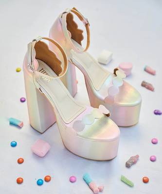 Pastel rainbow lollipop block heels 1