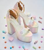 Pastel rainbow lollipop block heels