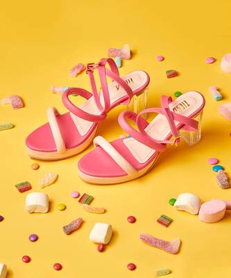 Pink candycane block heels 1