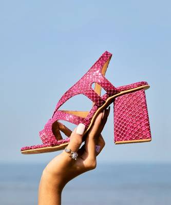 Dark pink macroon block heels 2
