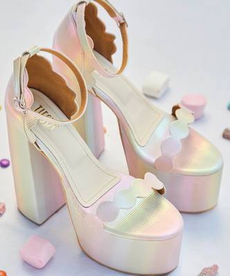 Pastel rainbow lollipop block heels 2