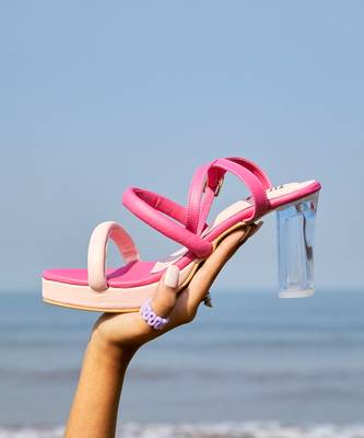 Pink candycane block heels 2
