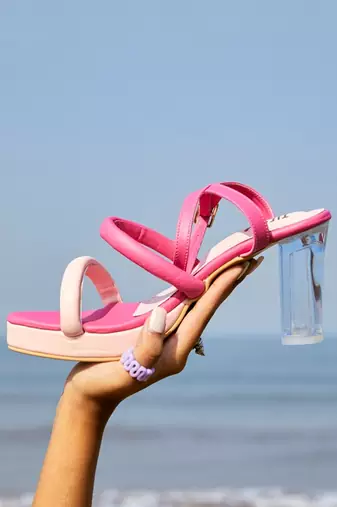Pink candycane block heels