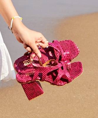 Dark pink macroon block heels 3