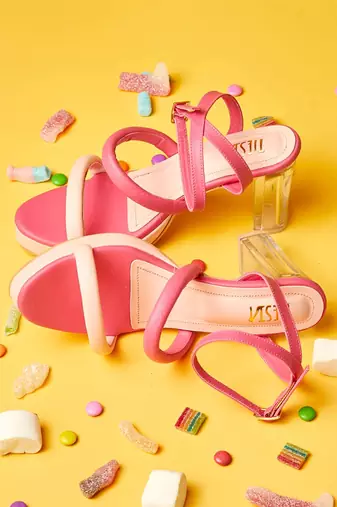 Pink candycane block heels