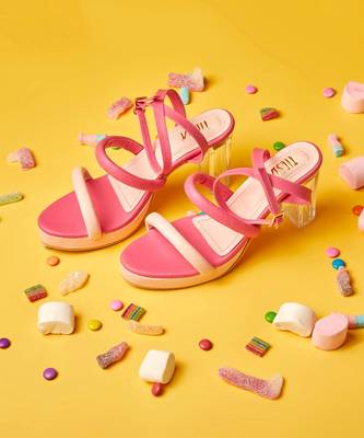 Pink candycane block heels 4
