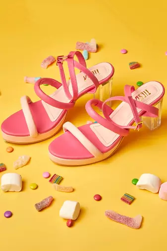 Pink candycane block heels