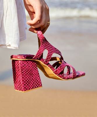 Dark pink macroon block heels 5