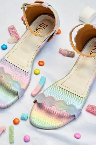 Pastel rainbow cotton candy flats