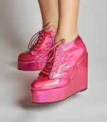 Pink sneaker wedges