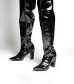 Black high knee patent boots