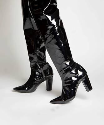 Black high knee patent boots 2