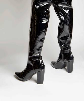 Black high knee patent boots 3