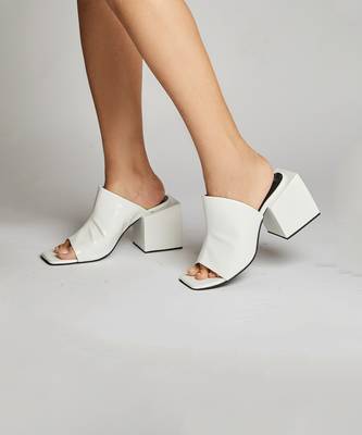 White square block heels 1