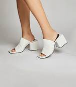 White square block heels