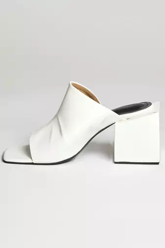 White square block heels