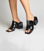 Black square block heels