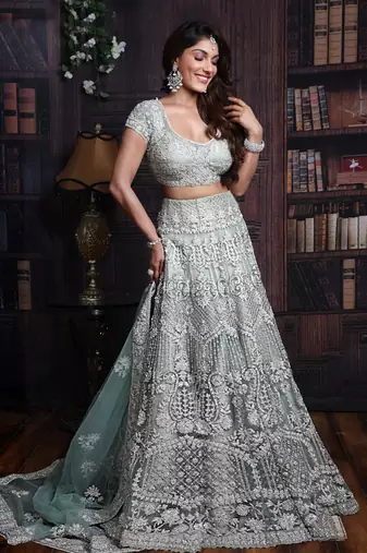 Pista Green Lehenga Set
