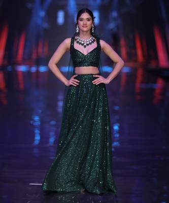 Green Shimmering Lehenga Set 1
