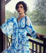 Blue Tie Dye Silk Maxi Dress 