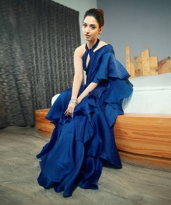 Blue Ruffled Saree 1