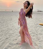 Yelllow Printed One Shoulder High Slit Maxi Dress