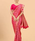 Pink Dimond Banarasi Style Silk Saree With Designer Fanct Pallu For Women