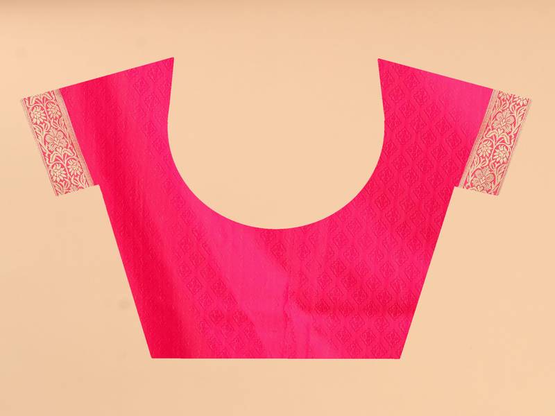 Pink Dimond Banarasi Style Silk Saree With Designer Fanct Pallu For Women