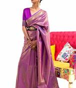 Purple Kuntal  Woven Kanjivaram Wedding Saree With Blouse For Women