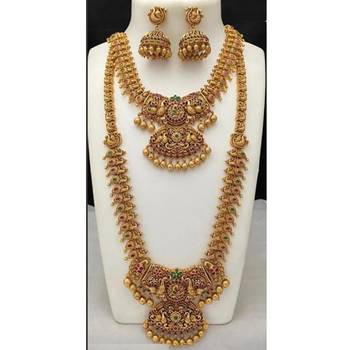 ALYESHA JEWELLERY SET FOR WOMEN GOLD PLATED TRADITIONAL JEWELRY SET ANTIQUE NECKLACE SET WITH EARRINGS FOR WOMEN 2