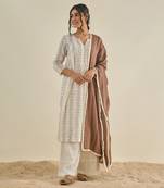 White cotton straight kurta set
