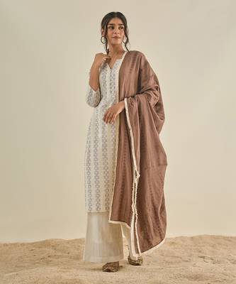 White cotton straight kurta set 4