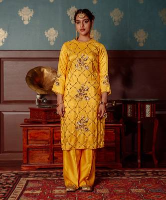 Golden yellow kurta set 1