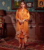 Mettalic orange kurta set