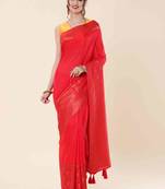 Elora bhagalpuri art silk plain saree with designer blouse for women (red)