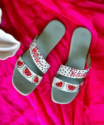 Sea green watermelon flats 1