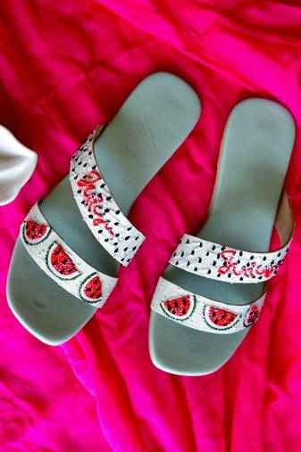 Sea green watermelon flats