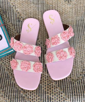 Peach crochet flats 1