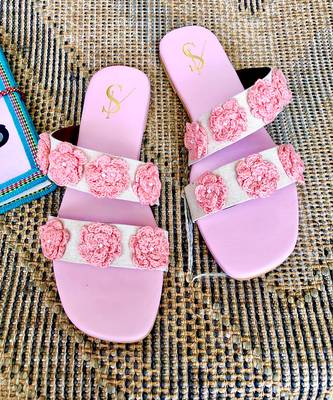 Peach crochet flats 2